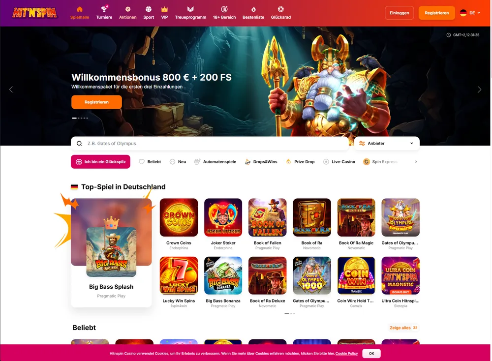 HitnSpin Webseite – Startseite Vorschau
