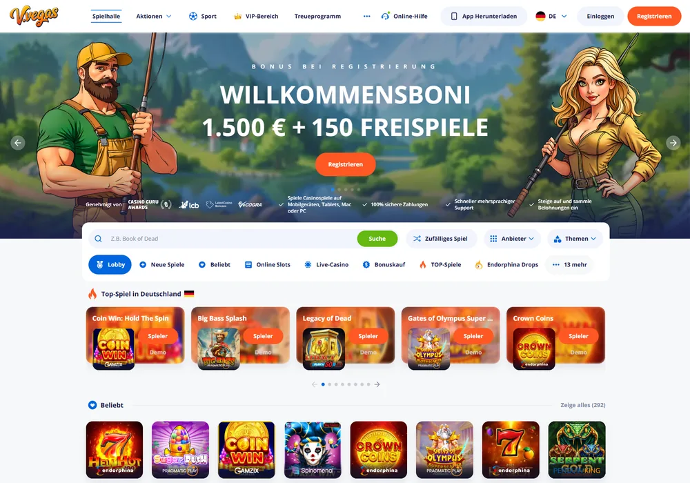 V.Vegas Webseite – Startseite Vorschau